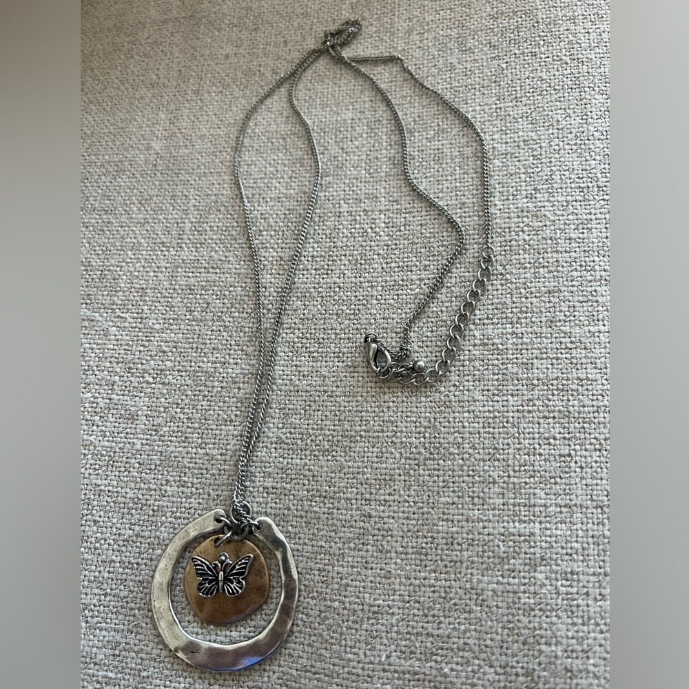 Multi-Metal Butterfly Necklace